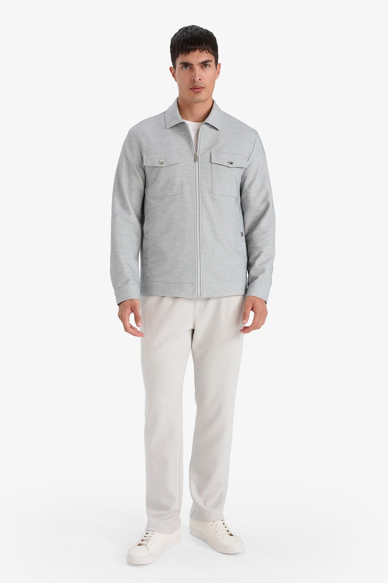 DeFacto Grey Man Slim Fit Zip-Up Lined Jacket Casual - Image 2